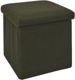 Home Deco Factory Poef/hocker Atome - opvouwbaar - stof - opbergbox - donkergroen - polyester/mdf - 38 x 38 cm