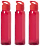 Merkloos / Sans marque Makito Western Europe Glazen waterfles/drinkfles met schroefdop - 6x - transparant rood - 470 ml - Sportfles - Bidon