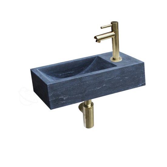 Sani Royal Natuursteen Fonteinset Rimini - Goud - 40x22x10 cm - Incl. Kraan, Afvoer en Sifon