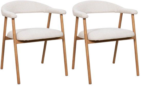 Giga Meubel Eetkamerstoel Mila - Beige/Naturel - Zithoogte 48cm - Set van 2