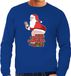 Bellatio Decorations Foute Kersttrui / sweater - voor heren - All I Want is - blauw - blote kont - kerstman XL