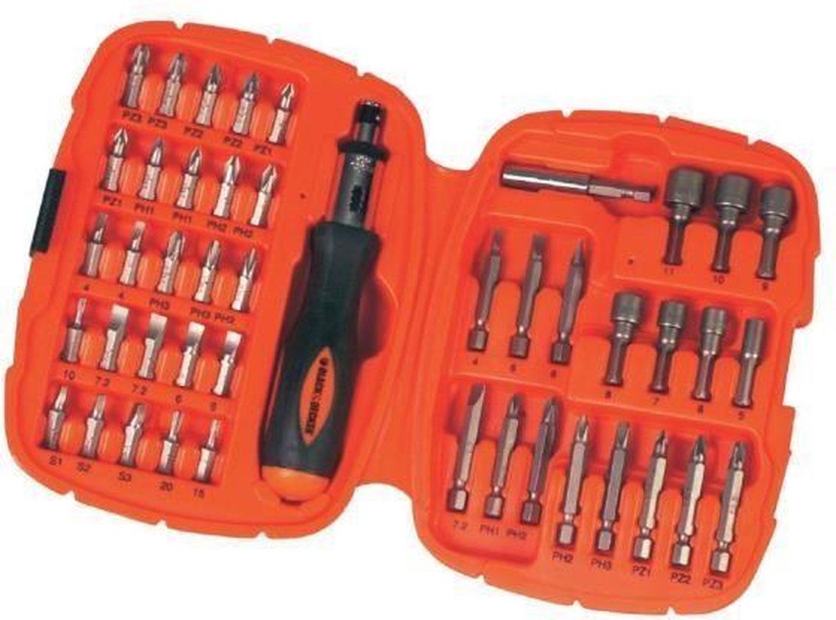BLACK+DECKER Schroevenset 45-delig - geel