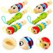 Ensemble de 9 flûtes en bois en forme d'animaux pour enfants