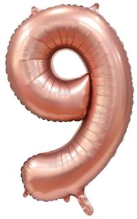 Unique Party Gigantische folieballon - 86 cm - Roségoudkleurig - Cijfer 9