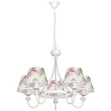 Homemania Homax_4315 Hanglamp Anemone roze, wit metaal, stof, 70 x 70 x 105 cm