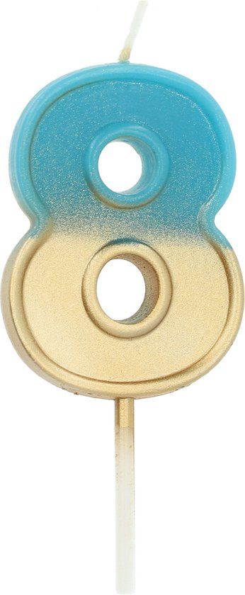 Folat Retro Cijfer 8 Taartkaars - Blauw