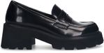 Sacha - Dames - Zwarte leren chunky loafers - Maat 36
