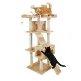 AQPET Krabpaal XXL 170 cm voor katten met hol, multifunctionele speelboom en speelplaats, beige