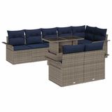 vidaXL Tuinbank Set 9-delig Grijs Polyrattan