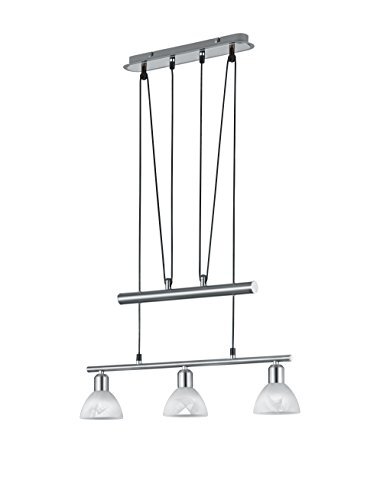 TRIO LEUCHTEN LED JoJo-hanglamp "Levisto" in mat nikkel, glas albastkleurig wit 371010307