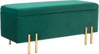 Homcom Sitzbank mit Stauraum, Samt, Holz, 100B x 40T x 42H cm, Grün