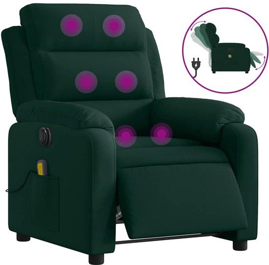 vidaXL Massagestoel elektrisch verstelbaar fluweel donkergroen