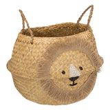 Atmosphera Opvouwbare Opbergmand met Leeuwenprint - 40x30 cm - Natuurlijk Riet - Met Handvatten