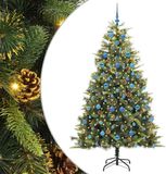 vidaXL Kunstmatige Scharnierende Kerstboom met Kegels Groen 210 cm