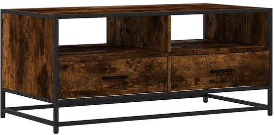 vidaXL Salontafel 100x50x45 cm bewerkt hout en metaal gerookt eiken