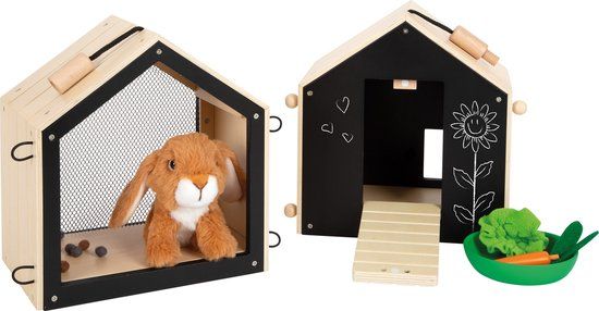 Small Foot - Wooden Rabbit Hutch with Plush Rabbit, 15 pieces