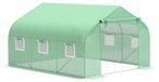 StarTech Tuinkas tunnel - Folietunnel - 10,5 m² - 3,5 x 3 x 2 meter - Verzinkt stalen frame - PE-folie - Deur + 6 rolluiken - Olijfgroen