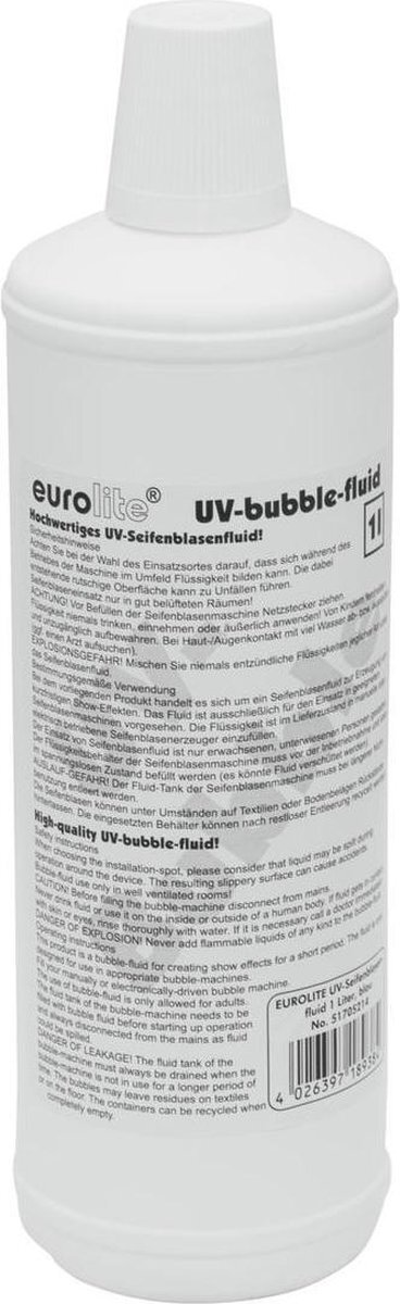 EUROLITE UV-Bubble vloeistof - bellenblaasmachine vloeistof - navulling 1l blue