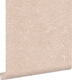 ESTAHome behang 3D golvende lijnen zacht roze - 53 cm x 10.05 m