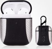By Qubix AirPods 1/2 hoesje PU Leer Flip-over - Zilver /zwart
