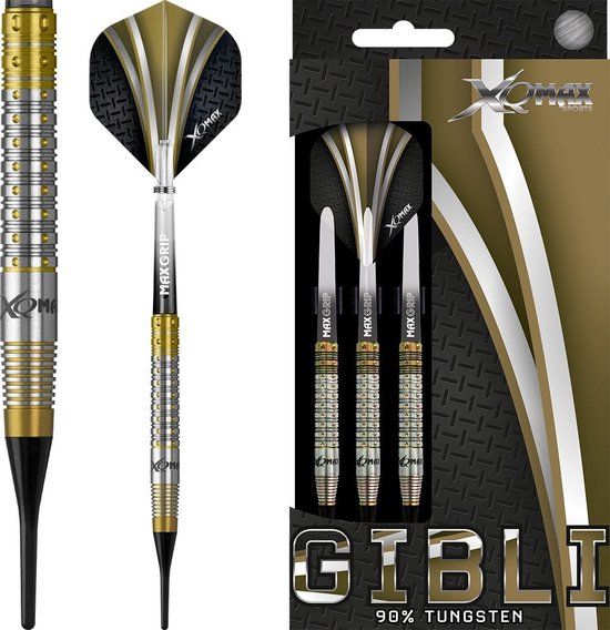XQMax Gibli Softtip Dartpijlen - 18g - Zilver/Goud/Zwart