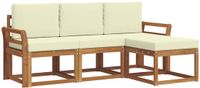 vidaXL - Acacia Houten Loungeset 4-delig Natuurlijk en Crème