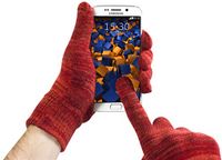 mumbi Touchscreen handschoenen S voor capacitieve displays rood oranje gemêleerd