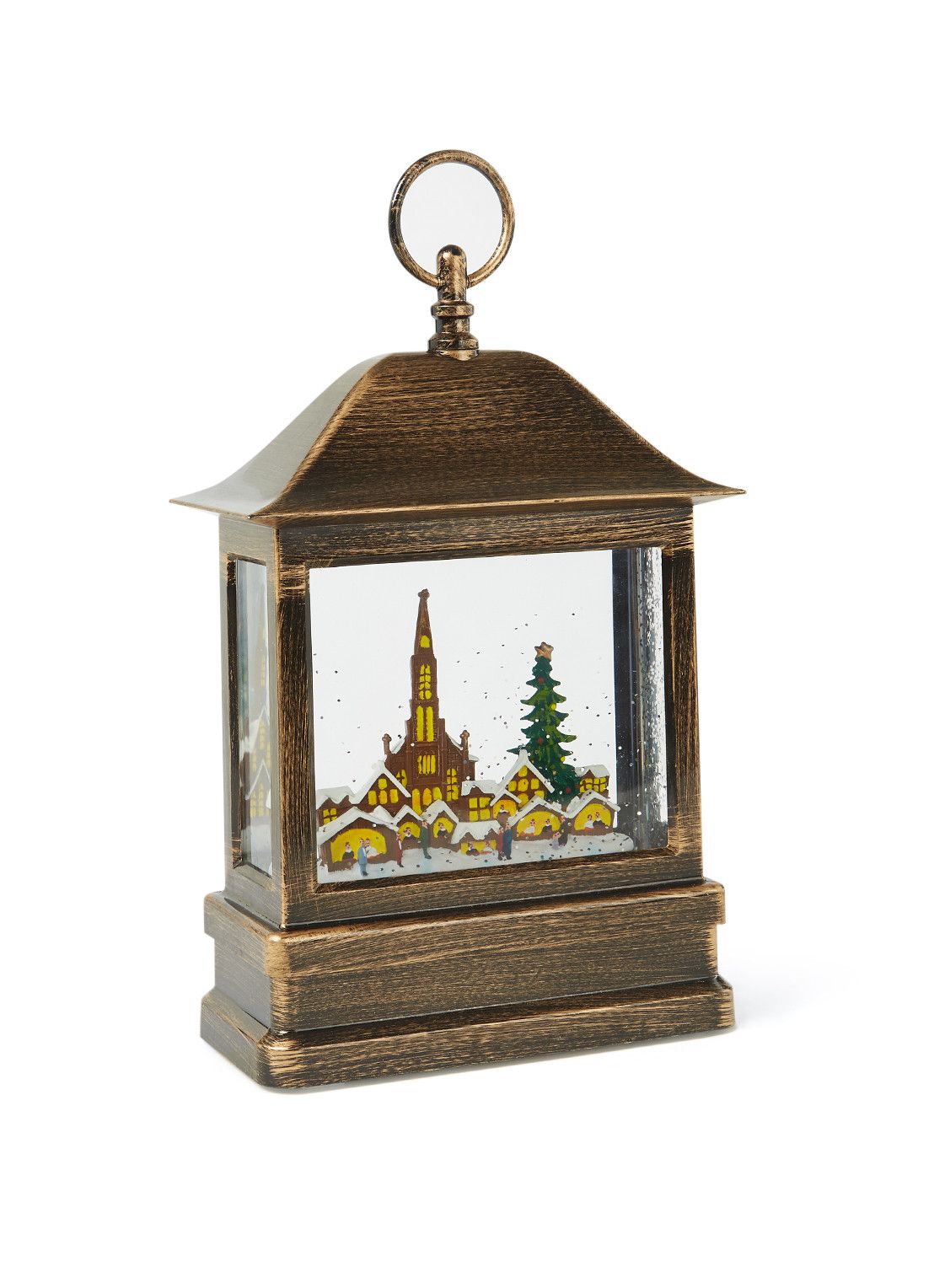KONSTSMIDE Lantaarn met kerstmarkt kerstdecoratie 25 cm - bruin