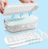 Sans marque Bac à glaçons alimentaire avec couvercle - Support à glaçons en silicone flexible