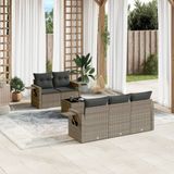 Prolenta Maison Exclusive - Tuinset voor 6 personen met kussens, grijs, van polyrotan