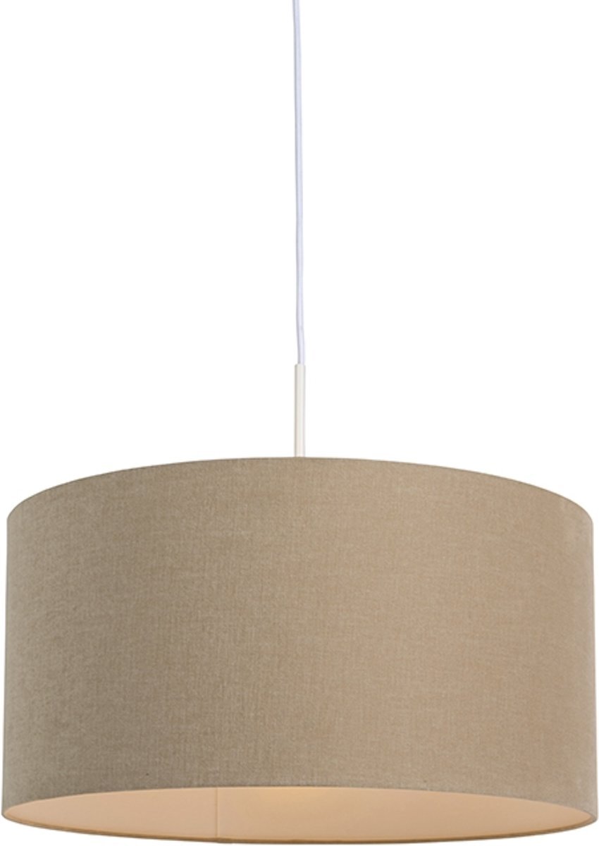 QAZQA Combi Hanglamp met lampenkap 1 lichts H 1350 mm beige