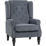 Fauteuil Élégant À Dossier Aile, Rembourrage Épais, Housse Amovible, Gris, 74 X 86 X 102 Cm