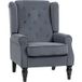 Fauteuil Élégant À Dossier Aile, Rembourrage Épais, Housse Amovible, Gris, 74 X 86 X 102 Cm