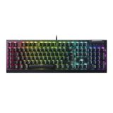 Razer BlackWidow V4 X (Green Switch) – mechanisch gamingtoetsenbord - Razer Snap-Tap (Clicky mechanische schakelaar, 6 speciale macrotoetsen, doubleshot ABS keycaps, Chroma RGB) UK-lay-out, zwart