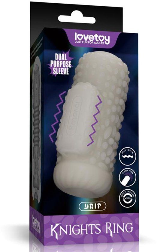 LoveToy Knights Ring Vibrerende Dual Purpose Sleeve Drip Wit