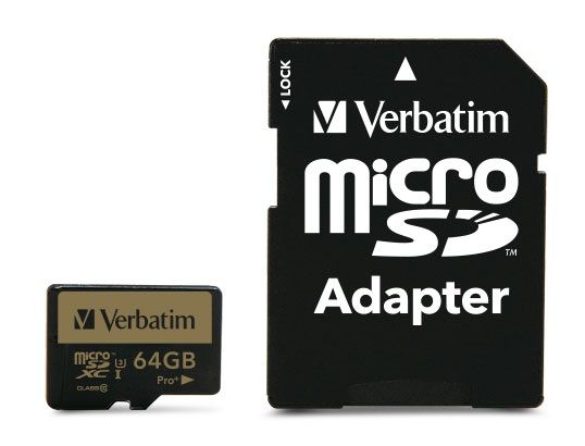 Verbatim Pro+ - MicroSDHC - 64GB - Class 10 - 90MB/s lezen - 80MB/s schrijven - incl. SD-adapter