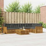 vidaXL Acacia Hout Bank Loungeset 5-zits Natuurlijk en Antraciet