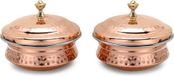 Unyqoos Serveerschaal, Indiaas servies, roestvrij staal, koper, serveerservies met deksel, set van 2 (15 cm), 450 ml