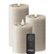 LED Bougie pilier Paquet de 3, Ø 7,5 x 10/12,5/15 cm Sable