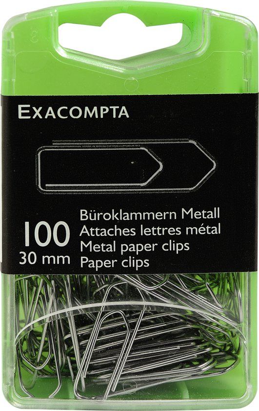 Exacompta 5x Doos met 100 metalen paperclips 30mm - Zilver