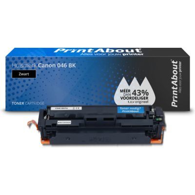 PrintAbout Huismerk 046 BK Zwart Toner | Compatibel met Canon