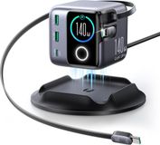 JOYROOM Oplader 140W - Snellader met 2x 100W Uittrekbaar USB C Kabel - LCD Display - Geschikt voor Macbook Laptop, Tablet & Telefoon - Zwart