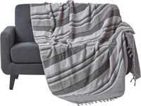 Homescapes Marokko sprei, grijze strepen, 225 x 255 cm