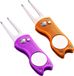 Merkloos / Sans marque Holland Connections 2 stuks Golf Diw reparatiegereedschap RVS opvouwbare magnetische golfbalmarker reparatiegereedschap met uitwerpknop draagbaar (paars en oranje 2 stuks)
