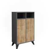 Vicco Leano Midikast – 60 x 97 cm met 2 deuren Antraciet/berg eik
