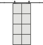 vidaXL Schuifdeur met beslagset, 90x205 cm, ESG glas, zwart