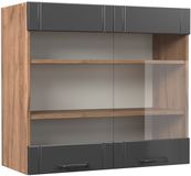 Vicco Fame-Line Glazen keukenkast – 80 cm Donkergrijs