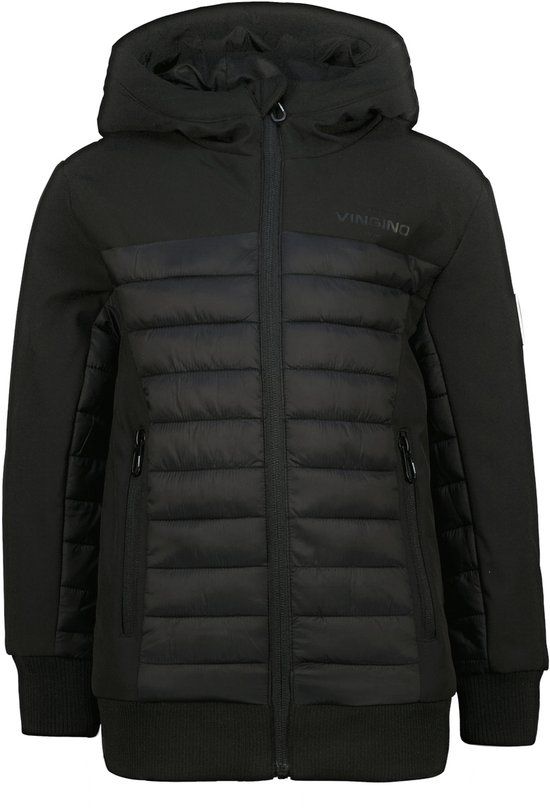 Vingino Teffer Jongens Buitenjas - Katoen - Lange Mouw - Ritszakken - Heuphoogte - Rits - Deep Black - Maat 4
