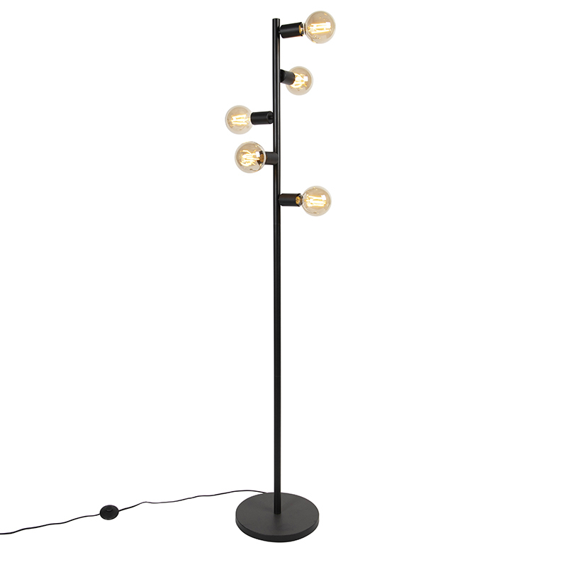 QAZQA Moderne vloerlamp zwart 5-lichts - Facil Tube