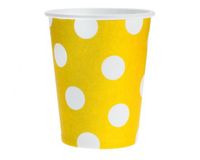 Yellow Bol Kleur Gele Stippen Gele papieren beker 6 stuk 270 ml